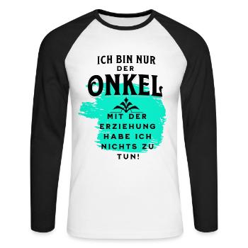 Der Onkel und die Erziehung - Unisex Baseballshirt langarm - Weiß/Schwarz - Vorne - Nik (191cm)