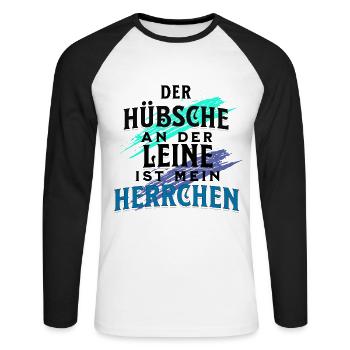 Herrchen Gassi Spruch - Unisex Baseballshirt langarm - Weiß/Schwarz - Vorne - Nik (191cm)