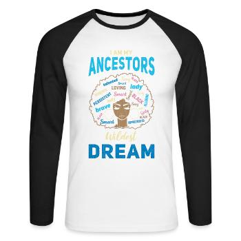Je suis le rêve le plus fou de mes ancêtres pour - T-shirt baseball manches longues Homme - blanc/noir - Devant - Nik (191cm)