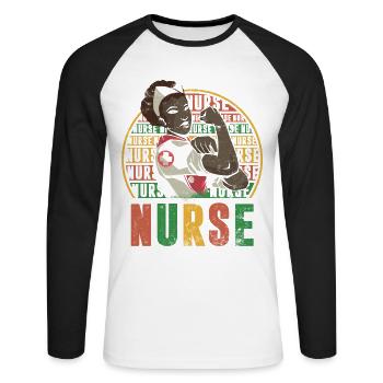 Krankenschwester Für Stolz Schwarze - Unisex Baseballshirt langarm - Weiß/Schwarz - Vorne - Nik (191cm)