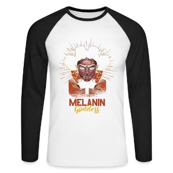 Melanin Goddess For Pride African Americans - Unisex Long Sleeve Baseball T-Shirt - white/black - Front - Nik (191cm)