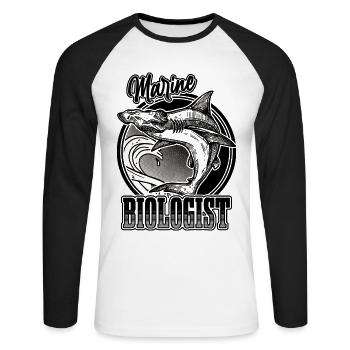 Meeresbiologe Hammerhai Meeresbiologie - Unisex Baseballshirt langarm - Weiß/Schwarz - Vorne - Nik (191cm)