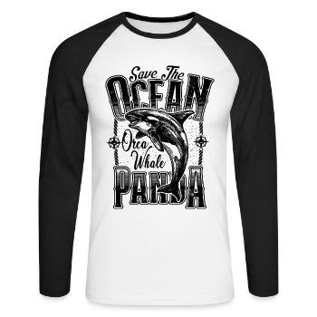 Sauvez les pandas de mer sauvent des orques d’épaulards - T-shirt baseball manches longues Homme - blanc/noir - Devant - Nik (191cm)
