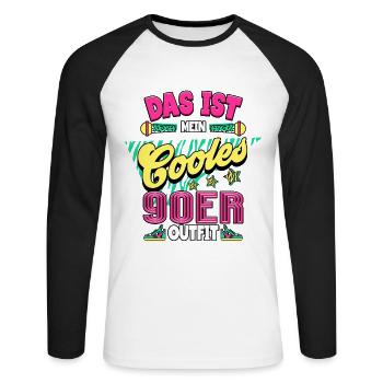 nineties - Unisex Long Sleeve Baseball T-Shirt - white/black - Front - Nik (191cm)