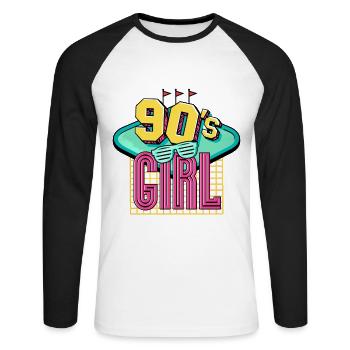 90s 90s Girl - Unisex Long Sleeve Baseball T-Shirt - white/black - Front - Nik (191cm)