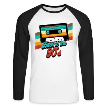 90s Back To The 90s - Unisex Long Sleeve Baseball T-Shirt - white/black - Front - Nik (191cm)