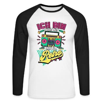 Ich Bin Nicht Alt Ich Bin Retro 90er Jahre - Unisex Baseballshirt langarm - Weiß/Schwarz - Vorne - Nik (191cm)