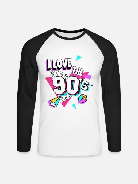 90er Jahre I Love The 90s - Unisex Baseballshirt langarm - Weiß/Schwarz