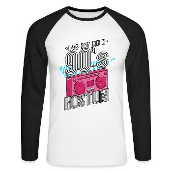 Das Ist Mein 90er Kostüm 90er Jahre - Unisex Baseballshirt langarm - Weiß/Schwarz - Vorne - Nik (191cm)