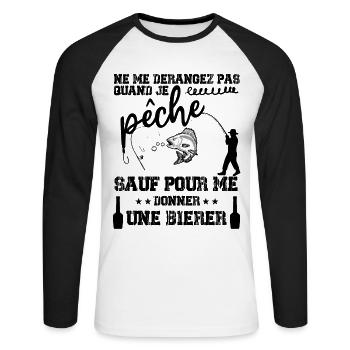 NE ME DÉRANGEZ PAS QUAND JE PÊCHE - T-shirt baseball manches longues Homme - blanc/noir - Devant - Nik (191cm)