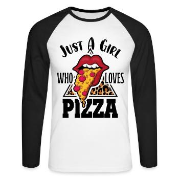 Juste une fille qui aime la pizza drôle de fan de pizza - T-shirt baseball manches longues Homme - blanc/noir - Devant - Nik (191cm)