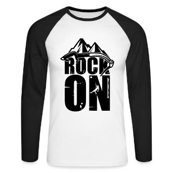 Rock On Mountain Climbing Boulder Kletterer - Unisex Baseballshirt langarm - Weiß/Schwarz - Vorne - Nik (191cm)
