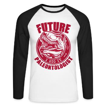 Future Paleontologist Paleontology Dinosaurs Lover - Unisex Long Sleeve Baseball T-Shirt - white/black - Front - Nik (191cm)