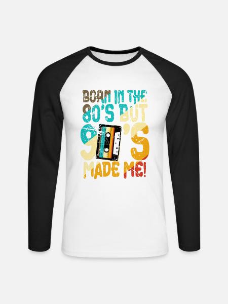 Jaren 80 geboren in de jaren 80 - Mannen baseballshirt lange mouw - wit/zwart