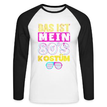 80er Jahre Das Ist Mein 80er Kostüm - Unisex Baseballshirt langarm - Weiß/Schwarz - Vorne - Nik (191cm)
