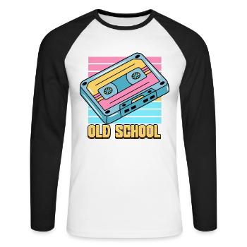 90s Cassette Old School 90s - Unisex Long Sleeve Baseball T-Shirt - white/black - Front - Nik (191cm)