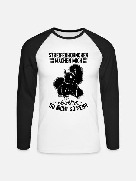 Streifenhörnchen machen mich glücklich - - Unisex Baseballshirt langarm - Weiß/Schwarz