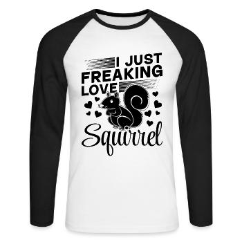 Squirrel lovers I love squirrels - Unisex Long Sleeve Baseball T-Shirt - white/black - Front - Nik (191cm)