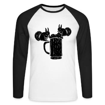 Drôle d’écureuil, drôle d’écureuil qui - T-shirt baseball manches longues Homme - blanc/noir - Devant - Nik (191cm)
