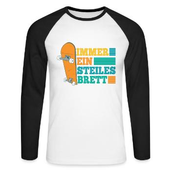 Skateboarding Immer Ein Steiles Brett Skateboard - Unisex Baseballshirt langarm - Weiß/Schwarz - Vorne - Nik (191cm)