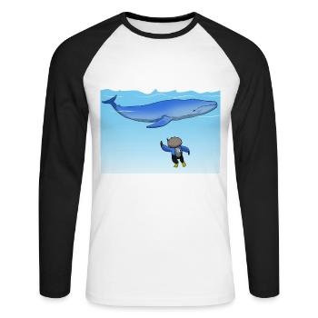 Scuba Diving Sloth Lazy Animal Diving I Gift - Unisex Long Sleeve Baseball T-Shirt - white/black - Front - Nik (191cm)