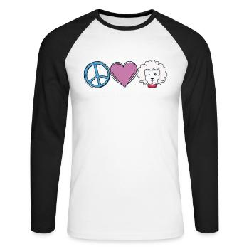 Friedensliebes-pudel-hundeliebhaber - Unisex Baseballshirt langarm - Weiß/Schwarz - Vorne - Nik (191cm)