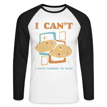 I Can't Have Cookies For Baking Or Baking - Unisex Long Sleeve Baseball T-Shirt - white/black - Front - Nik (191cm)