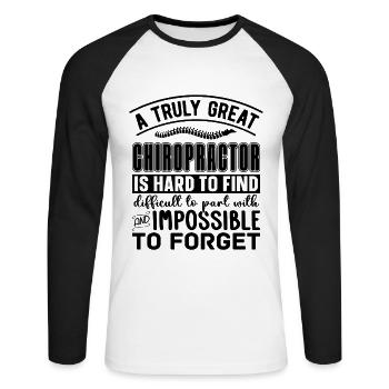 Chiropraktik Physio Chiropraktiker Geschenkidee - Unisex Baseballshirt langarm - Weiß/Schwarz - Vorne - Nik (191cm)