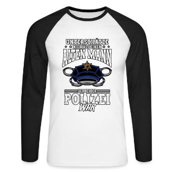 Polizist Polizei Rente Pension - Unisex Baseballshirt langarm - Weiß/Schwarz - Vorne - Nik (191cm)