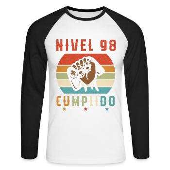 Niveau 98 Complet - T-shirt baseball manches longues Homme - blanc/noir - Devant - Nik (191cm)