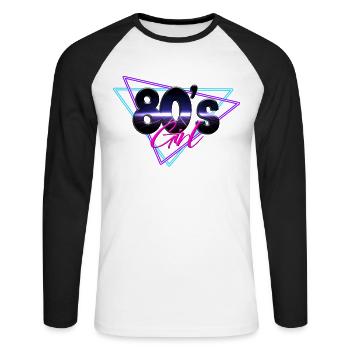 80er Jahre 80s Girl - Unisex Baseballshirt langarm - Weiß/Schwarz - Vorne - Nik (191cm)