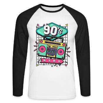 90s 90s Girl - Unisex Long Sleeve Baseball T-Shirt - white/black - Front - Nik (191cm)