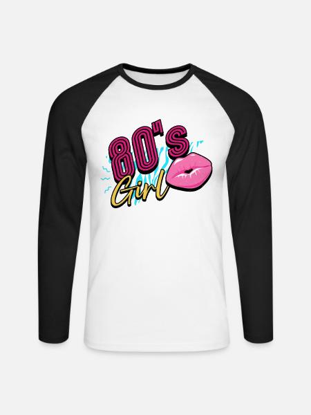 80s 80s Girl - Unisex Long Sleeve Baseball T-Shirt - white/black