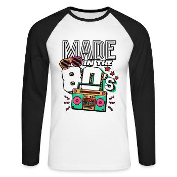 80s Made In The 80s - Unisex Long Sleeve Baseball T-Shirt - white/black - Front - Nik (191cm)