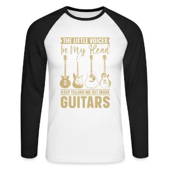 Obtenez plus de guitares Guitariste Guitare - T-shirt baseball manches longues Homme - blanc/noir - Devant - Nik (191cm)