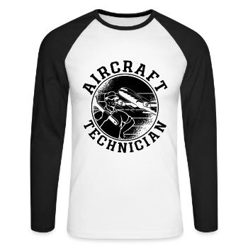 Fluggerättechniker Fluggerätmechaniker Luftfahrt - Unisex Baseballshirt langarm - Weiß/Schwarz - Vorne - Nik (191cm)