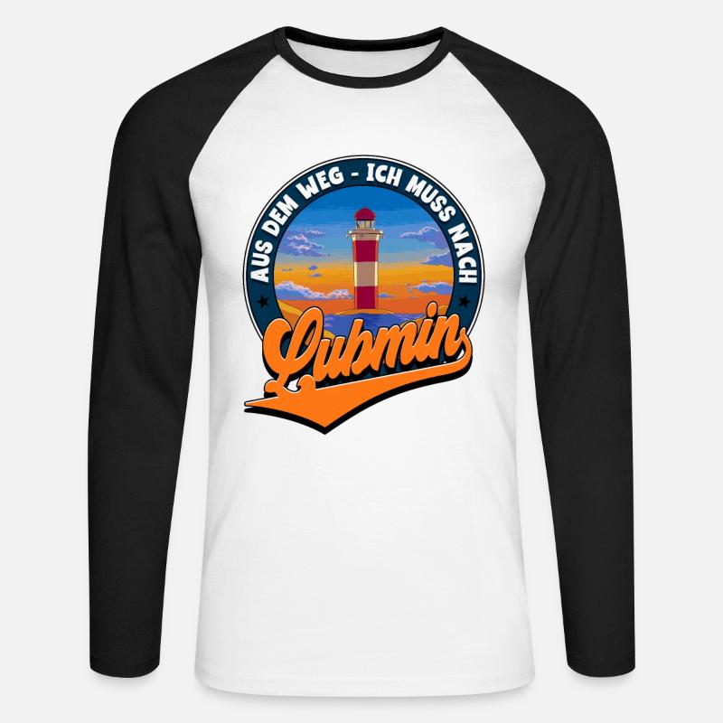 Lubmin - Unisex Baseballshirt langarm - Weiß/Schwarz