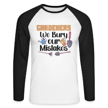 Jardinage Plantes Jardinier Plantation Nature Cadeau - T-shirt baseball manches longues Homme - blanc/noir - Devant - Nik (191cm)
