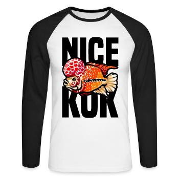 Lustiger Blumenhornbuntbarsch Tropischer Fischhalter - Unisex Baseballshirt langarm - Weiß/Schwarz - Vorne - Nik (191cm)
