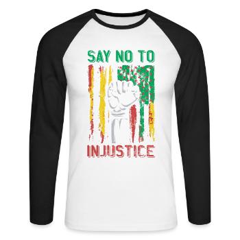 Lean l’injustice pour les fiers - T-shirt baseball manches longues Homme - blanc/noir - Devant - Nik (191cm)