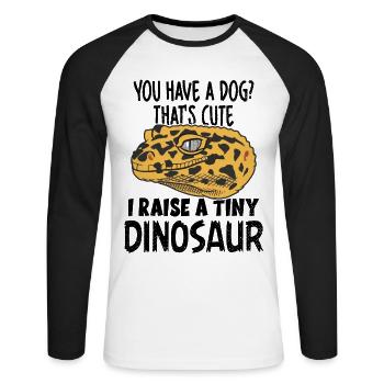 Lustiger Leopard Gecko Besitzer Dinosaurier - Unisex Baseballshirt langarm - Weiß/Schwarz - Vorne - Nik (191cm)