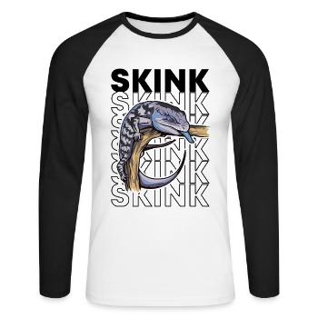 Blue Tongue Skink Propriétaire Retro 80's Style - T-shirt baseball manches longues Homme - blanc/noir - Devant - Nik (191cm)