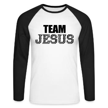 Team Jesus Christian Religion Christ Jesus - Unisex Baseballshirt langarm - Weiß/Schwarz - Vorne - Nik (191cm)