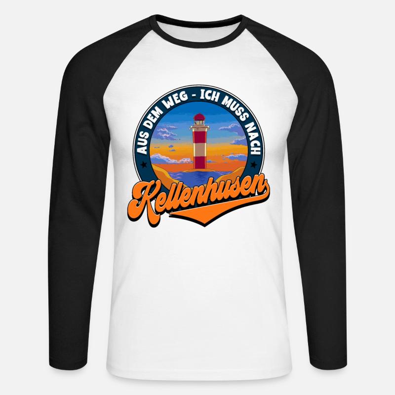 Kellenhusen - Unisex Baseballshirt langarm - Weiß/Schwarz