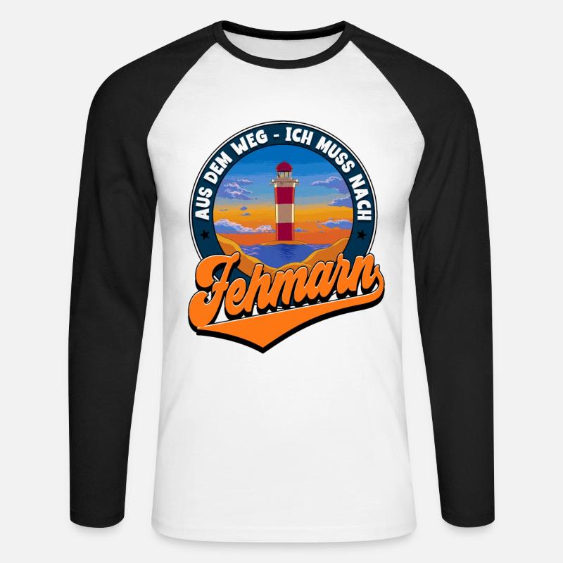 Fehmarn - Unisex Baseballshirt langarm - Weiß/Schwarz