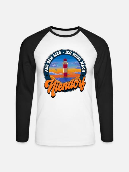 Niendorf - Unisex Baseballshirt langarm - Weiß/Schwarz