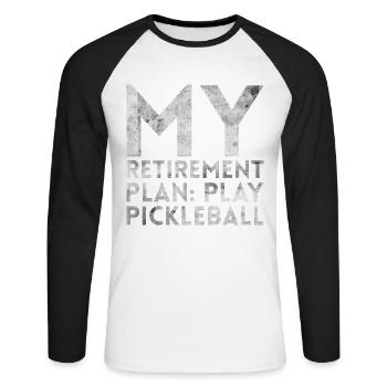 Mon plan de retraite joue pour - T-shirt baseball manches longues Homme - blanc/noir - Devant - Nik (191cm)