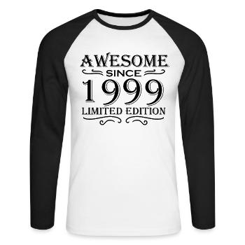 1999 - Jahrgang 1999 - Unisex Baseballshirt langarm - Weiß/Schwarz - Vorne - Nik (191cm)