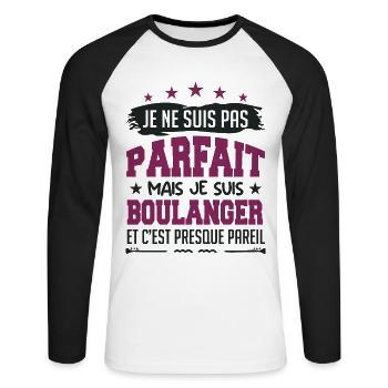 je ne suis pas parfait BOULANGER | boulanger - T-shirt baseball manches longues Homme - blanc/noir - Devant - Nik (191cm)