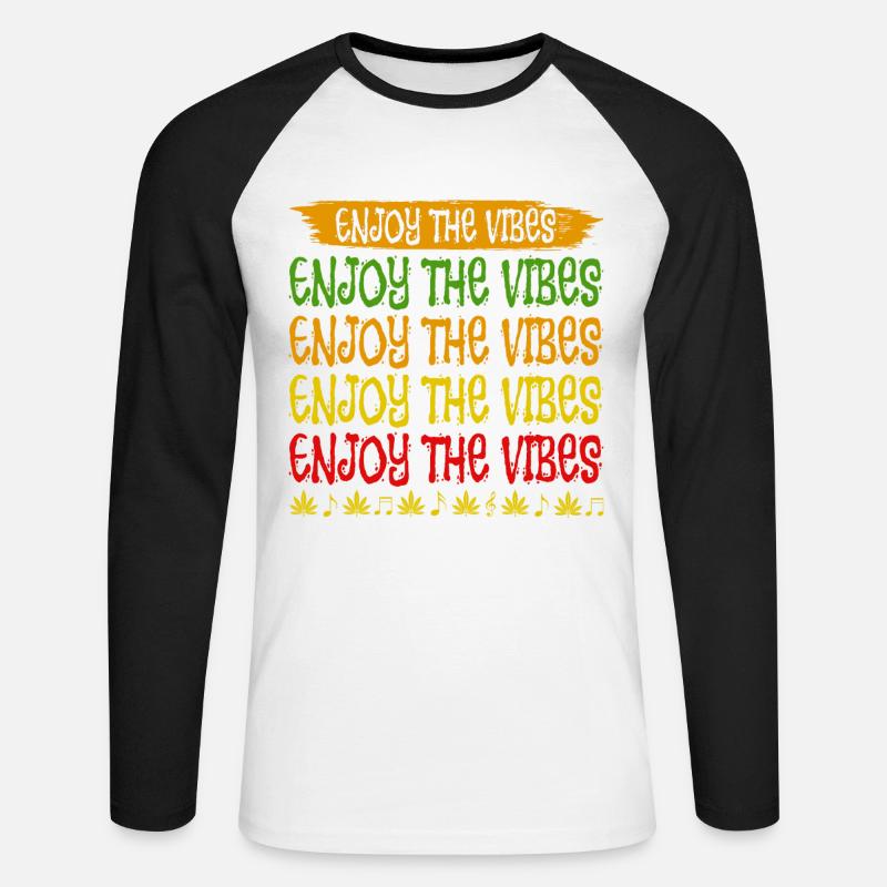 Profitez de la conception de style reggae Vibes pour - T-shirt baseball manches longues Homme - blanc/noir